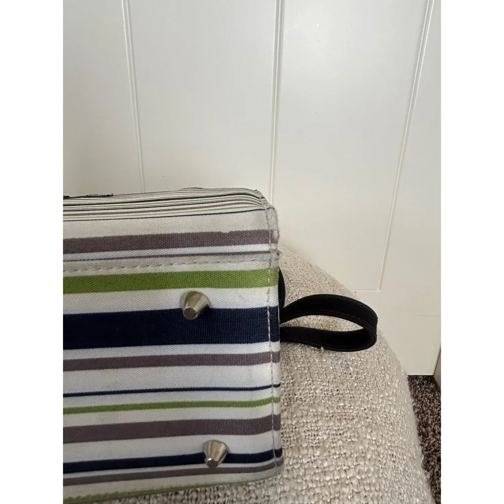 Vintage Kate Spade New York 90's Y2K Pinstripe Canvas Shoulder Bag